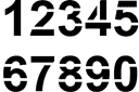 Stencils met teksten en sets letters - Arial cijfers