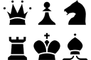 Stencils met verschillende objecten en voorwerpen - schaakstukken