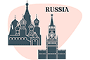 Sjablonen met herkenningspunten en gebouwen - Rusland