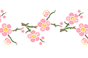 Rand sjablonen met planten - Sakura rand 101