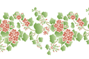Stencils met tuin- en veldbloemen - Geranium rand