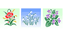 Stencils met tuin- en veldbloemen - Papaver, sneeuwklokje, korenbloem