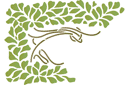 Sjablonen met bladeren en takken - Groen half vierkant