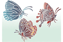 Stencils met vlinders en libellen - Drie vlinders 2