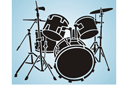 Stencils met noten en muziekanten - Drums en cimbalen