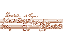 Stencils met noten en muziekanten - Bach bladmuziek