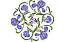 Stencils met tuin- en veldbloemen - Iris medaillon in oosterse stijl