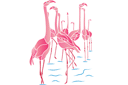 Sjablonen met dieren - Roze flamingo's