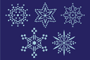 Sjablonen met sneeuw en vorst - Vijf sneeuwvlokken