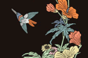 Stencils met tuin- en veldbloemen - Oostelijk paneel met een vogel