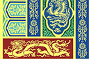 Oosterse stijl stencils - Groot paneel met draken