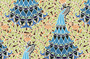 Muursjablonen met herhalende patronen - Behang Grote Pauw