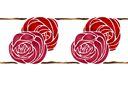Stencils met tuin- en wilde rozen - Twee rozen rand