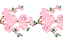Rand sjablonen met planten - Sakura tak in bloei B