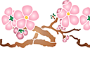 Stencils met tuin- en veldbloemen - Sakura tak met bloemen B