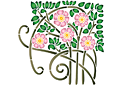 Stencils met tuin- en wilde rozen - Bloeiende roos Art Nouveau