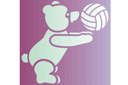 Stencils voor kwekerijen - kleine groothandel - Teddy is een vleyballspeler. Pak van 4 stuks.