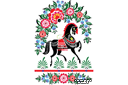 Russische en Slavische stencils - Gorodets paard 1