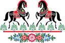 Russische en Slavische stencils - Gorodets paarden 7