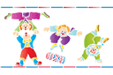 Stencils met spelende kinderen - Rand met clowns 2