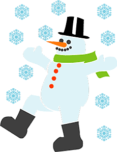 Lopende sneeuwpop - sjabloon voor decoratie