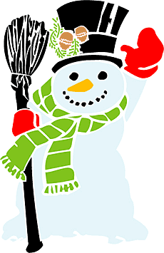Sneeuwpop met groeten - sjabloon voor decoratie