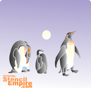 Pinguïn familie - sjabloon voor decoratie