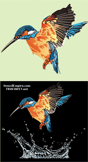 Fladderende ijsvogel - sjabloon voor decoratie