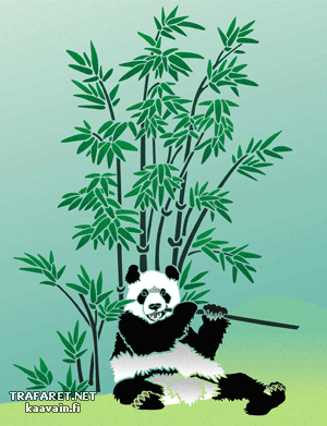 Panda en bamboe 1 (Sjablonen met dieren)