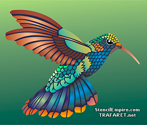 Kolibrie met een staart - sjabloon voor decoratie
