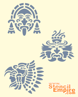 Azteekse maskers - sjabloon voor decoratie