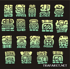 Maya hiërogliefen - sjabloon voor decoratie