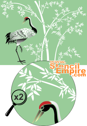Reiger in bamboe 2 (Sjablonen met dieren)