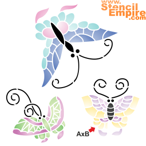 Drie vlinders (Stencils met insecten en beestjes)