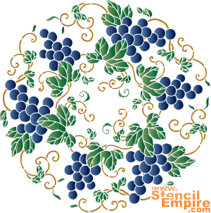 Oosterse druiven: medaillon - sjabloon voor decoratie