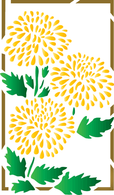Drie chrysanten - sjabloon voor decoratie