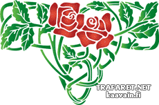 Twee rozen en bladeren - sjabloon voor decoratie