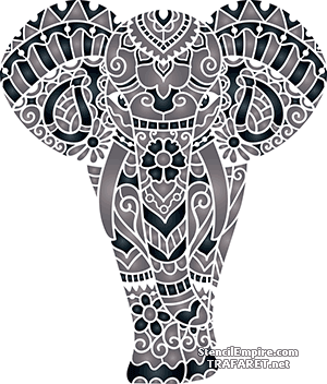 Kant Indische olifant A - sjabloon voor decoratie