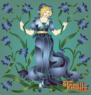 Klokjesbloem meisje (Stencils van Art Nouveau en Art Deco stijlen)
