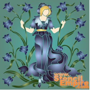 Gevolg van Flora - Klokjesbloem (Stencils van Art Nouveau en Art Deco stijlen)