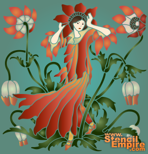 Anemoon meisje (Stencils van Art Nouveau en Art Deco stijlen)