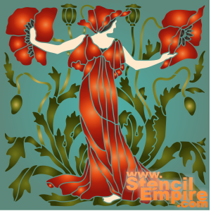 Gevolg van Flora - Anemone (Stencils van Art Nouveau en Art Deco stijlen)