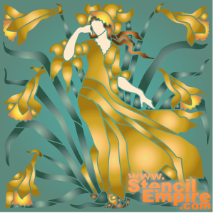 Gevolg van Flora - Narcissus (Stencils van Art Nouveau en Art Deco stijlen)