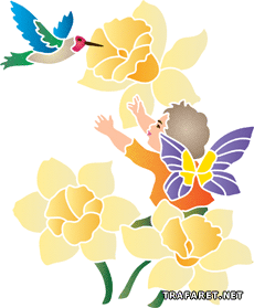 Elf en kolibrie - sjabloon voor decoratie