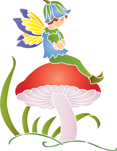 Elf op de paddenstoel - sjabloon voor decoratie