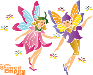 Elf, fee en vlinders - sjabloon voor decoratie