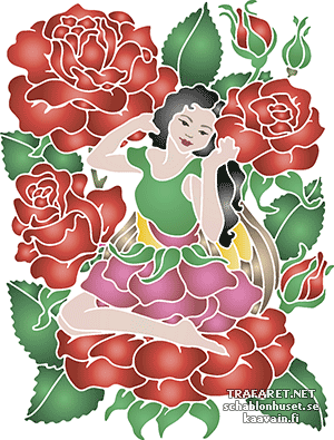 Fee in rozen - sjabloon voor decoratie