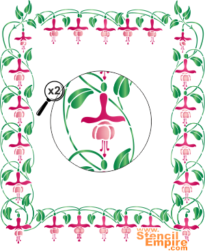 Grote set van fuchsia bloemen (Stencils met tuin- en veldbloemen)