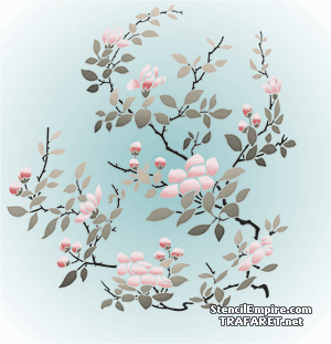Bloeiende magnolia - sjabloon voor decoratie