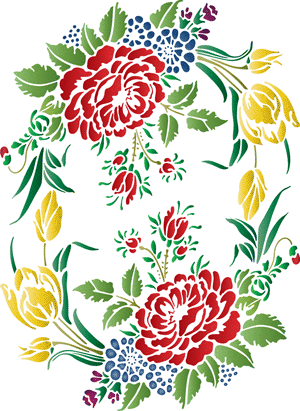 Folk-boeket 034а - sjabloon voor decoratie